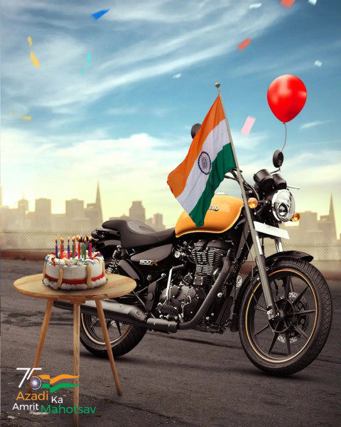 15 August Photoshop Bike Background For Independence Day Flag