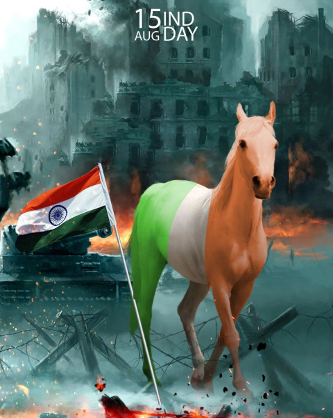 15 August Tiranga Background with Horse HD For CB Picsart Photo Editing