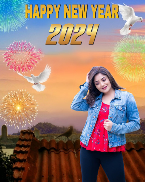 2024 New Year Photoshop CB Background With Girl Images Full HD