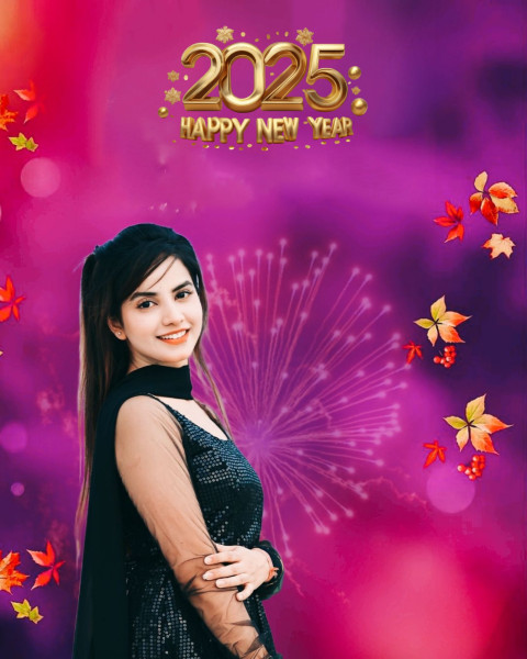 2025 New Year Background For Photoshop With Girl Photo