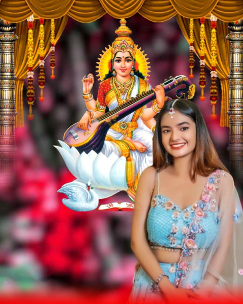 Anushka Sen Cute Girls Happy Saraswati Puja Special Editing Background