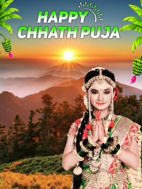 Beautiful Girl Happy Chhath Puja Editing CB Background Full Stock