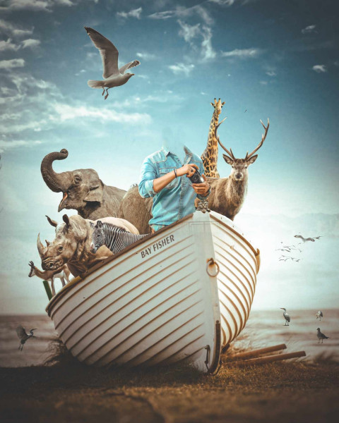 Boat Animals Poster Photo Editing Background HD