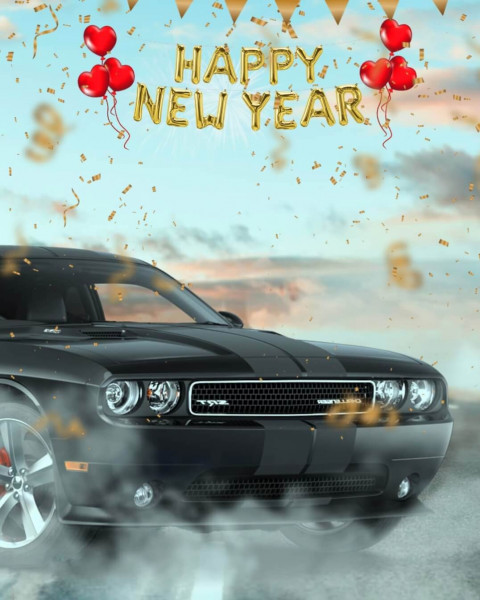 Car Happy New Year 2022 CB PicsArt Background