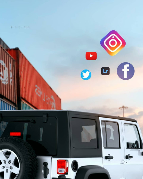 Car With Social Editing Background For Picsart