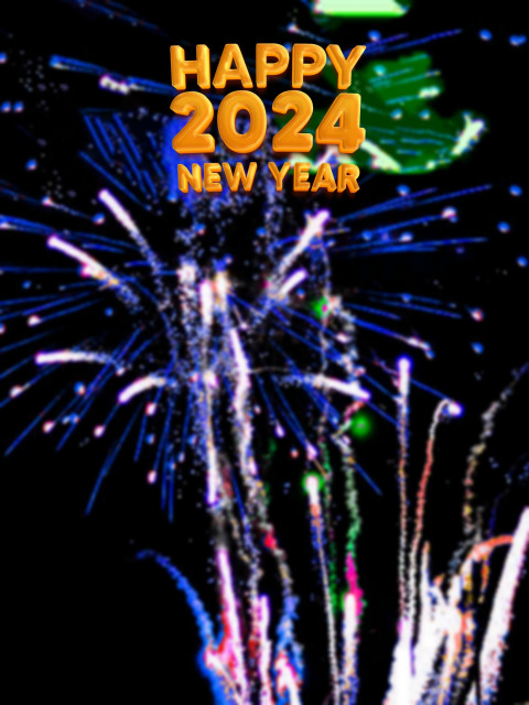 CB Blur Firework Happy New Year 2024 Wallpaper HD Free Background