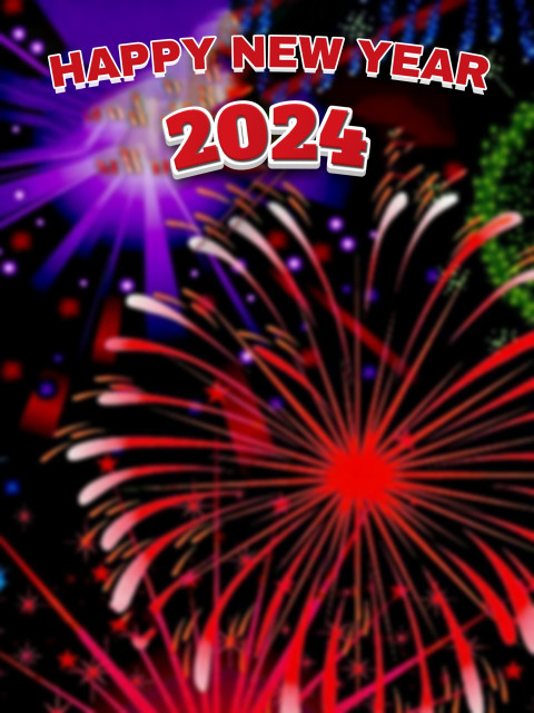 CB Blur Firework New Year 2024 Wallpaper HD Free Background