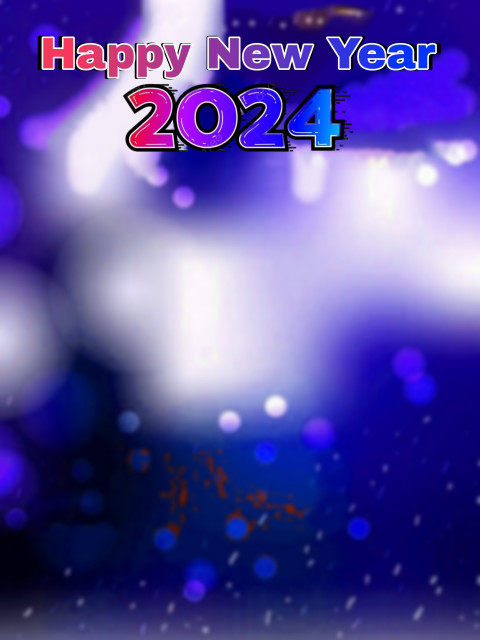 CB Blur Firework New Year 2024 Wallpaper HD Free Blue Background