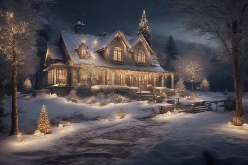 Christmas Night Outdoors light Effect Background HD Download Free