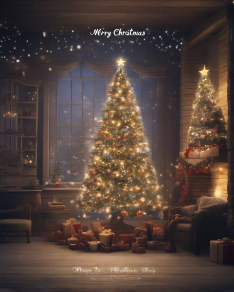 Christmas Tree Wallpapers HD Background With Santa Claus House
