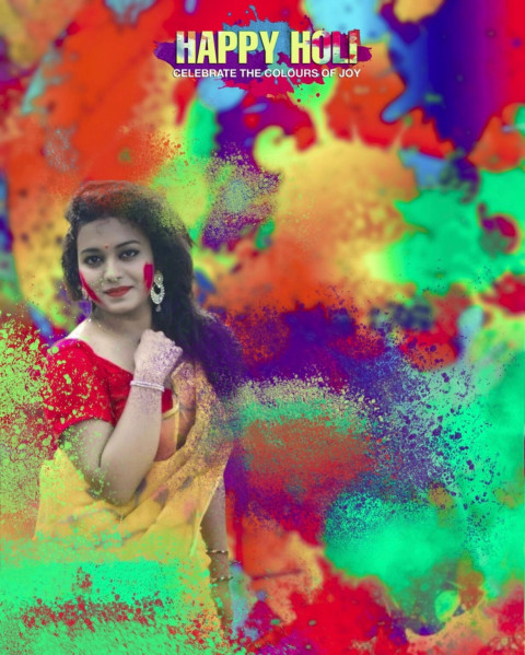 Colorful Happy Holi CB Editing Background With Girl