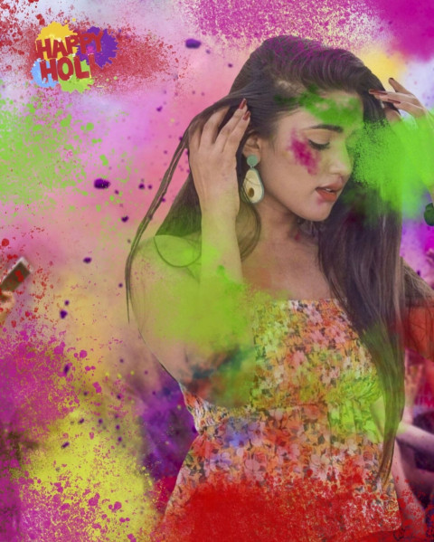 Colorful Happy Holi CB Editing Background With Girl Full HD