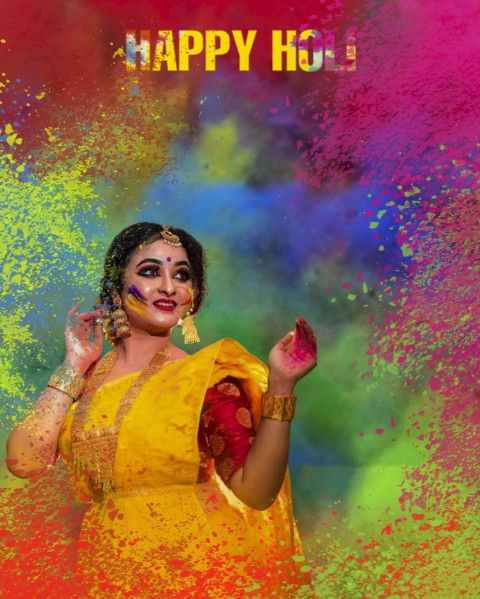 Colorful Happy Holi CB Editing Background With Girl Pic