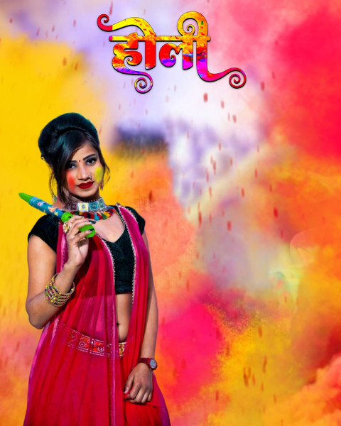 Colorful Holi Background For CB Picsart With Girls Free