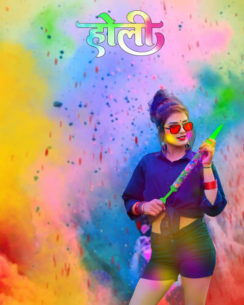 Colorful Holi Background For CB Picsart With Girls HD