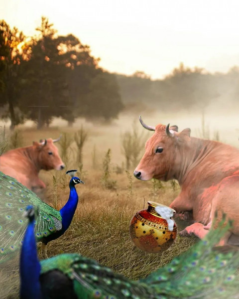 Cow And Peacock Picsart Photo Editing CB Background