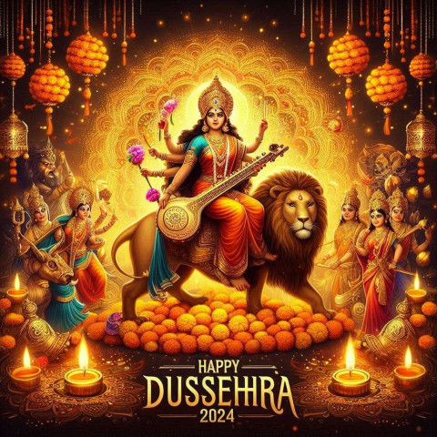 Creative Happy Dussehra 2024 greetings for facebook and instagram