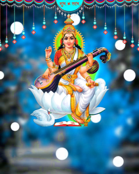 Download Happy Saraswati Pooja CB Background HD Free