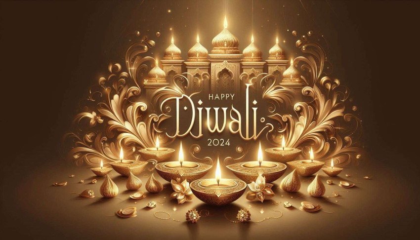 Elegant Happy Diwali 2024 Images With Temple And Prayers