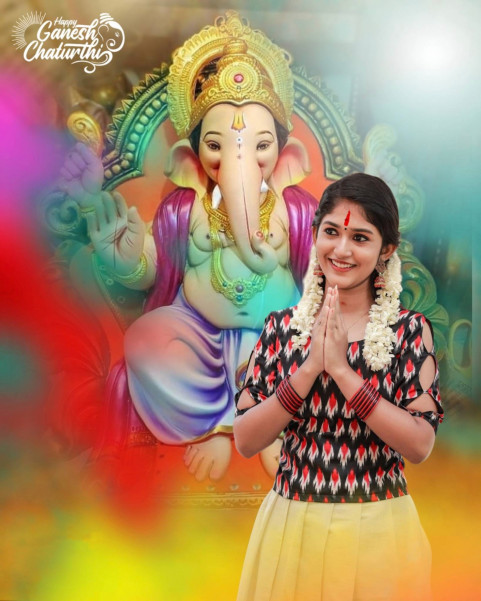Ganesh Photo Editing Background High Resolution With Girl