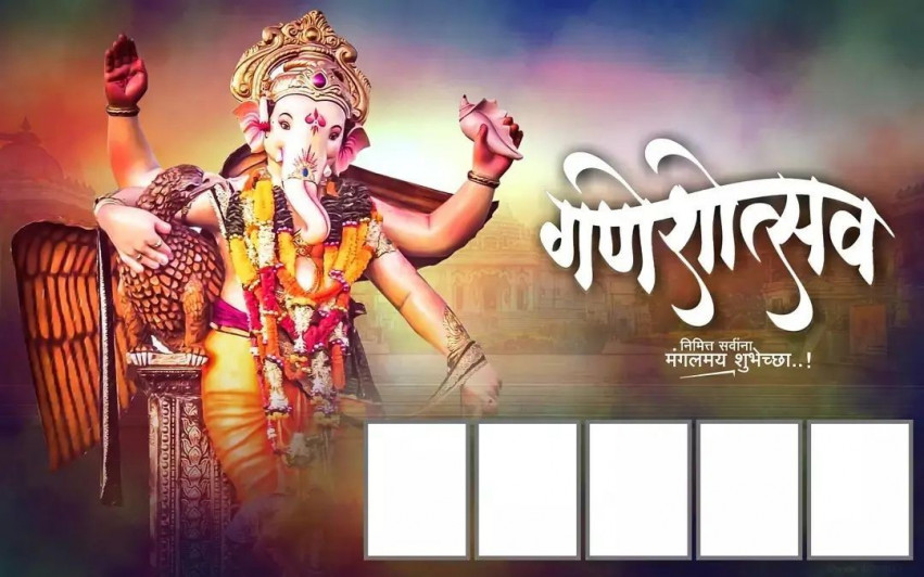 Ganpati Bappa Banner Editing Material Full HD Background