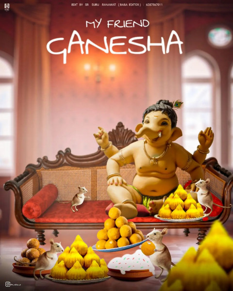 Ganpati Bappa Banner Photoshoop Editing Background Img