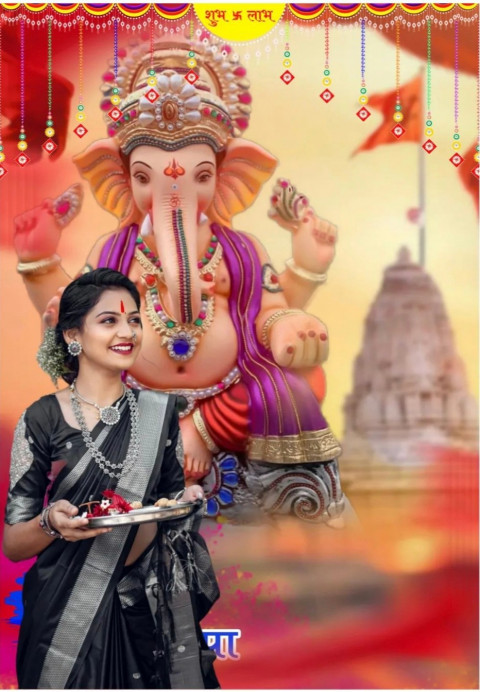 Ganpati Bappa Girl Picsart Editing Background Full HD Download Free