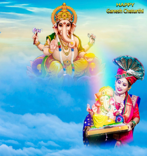 Ganpati Bappa Morya Photo Editing Background With Girls New