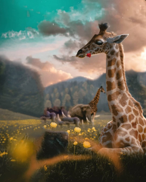 Giraffe Animal Lover Photo Editing PicsArt CB Background Full HD