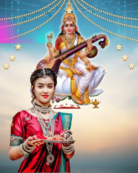 Girl Saraswati Saraswati Mata Photo Editing CB Background