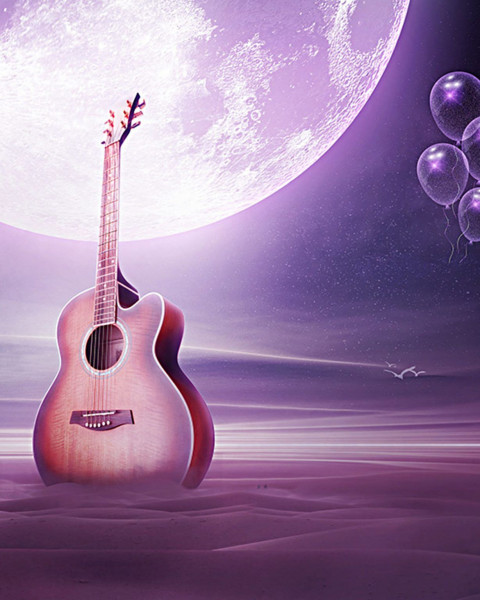 Gitar And Moon Picsart Background For Manipulation Editing