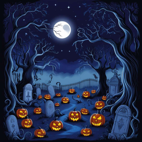 Halloween night sky Background with full moon
