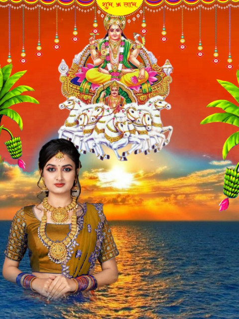 Happy Chhath Puja Girls Photo PicsArt Editing Download Background