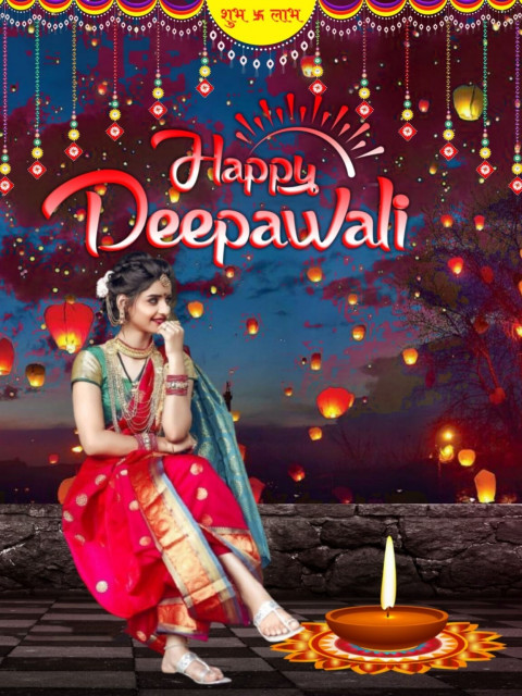Happy Deepawali CB Background for PicsArt Editing with Girls