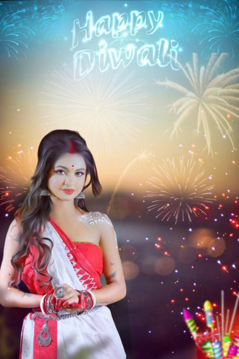 Happy Diwali CB Photo Editing Background with Girl
