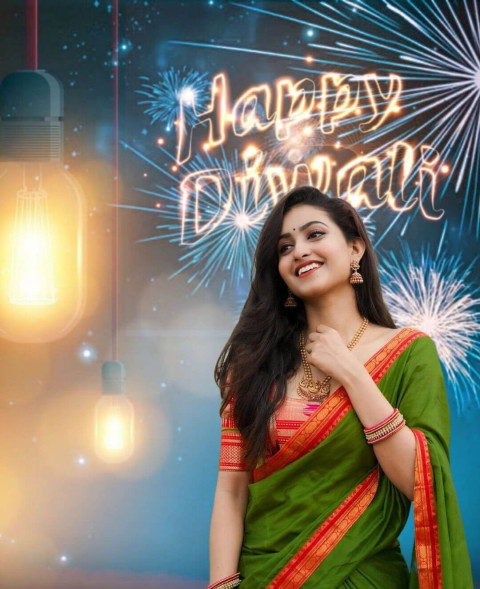 Happy Diwali Editing Background With Girl In Saree Images