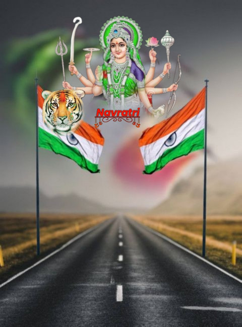 Happy Durga Puja Banner Editing CB Tirnga Background