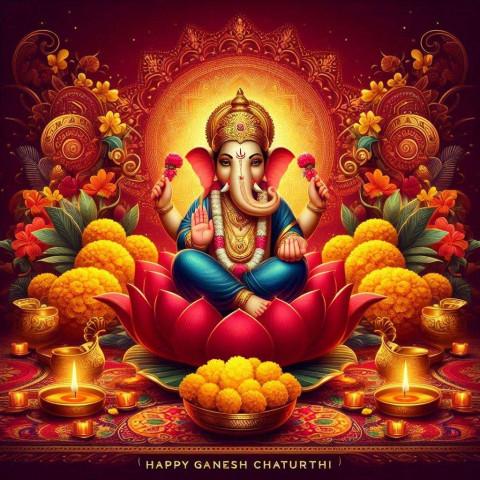 Happy Ganesh Chaturthi colorful decorations pictures