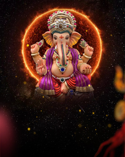 Happy Ganesh Chaturthi Night Blur CB Background Full HD Download