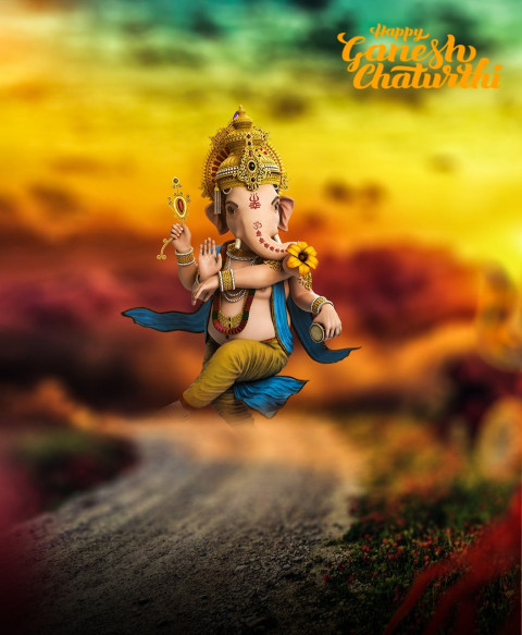 Happy Ganesh Chaturthi Night Blur CB Background Full HD Download Img