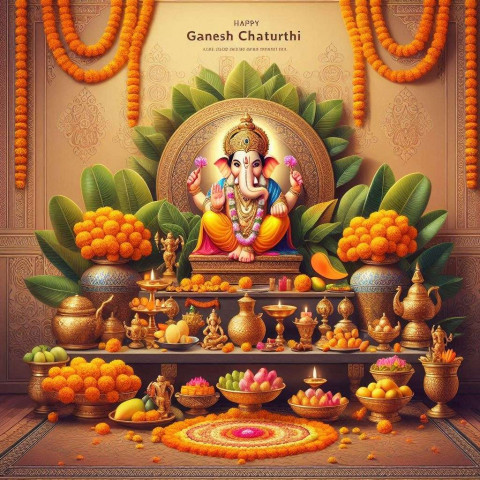 Happy Ganesh Chaturthi wishes Banner Images Free Photo