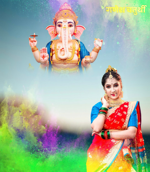 Happy Ganpati Bappa Morya Editing CB PicsArt Background With Girl