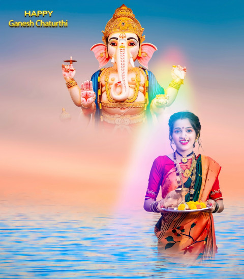 Happy Ganpati Bappa Morya Editing CB PicsArt Background With Girl Pic