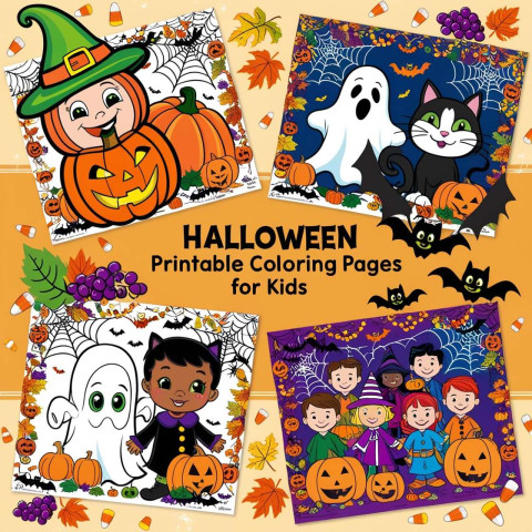 Happy Halloween printable coloring pages for kids