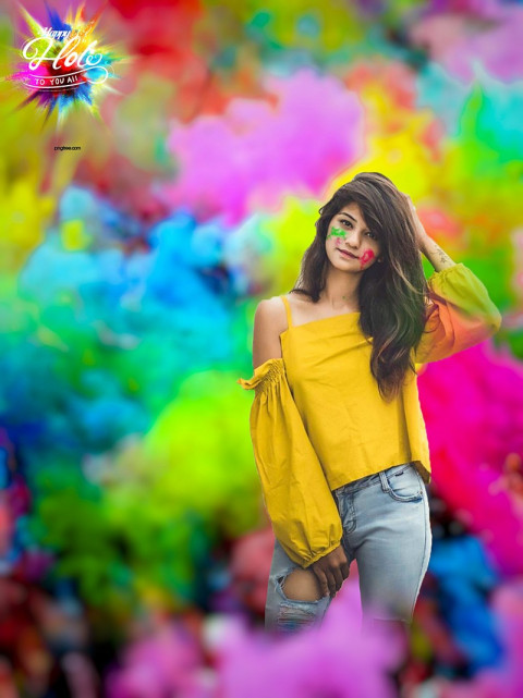 Happy Holi Background For Editing With Girl Photoshop & Picsart