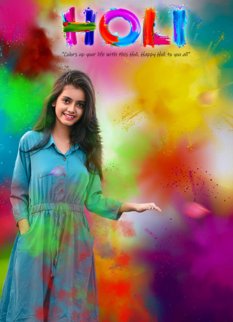 Happy Holi Background For Editing With Girl Photoshop & Picsart