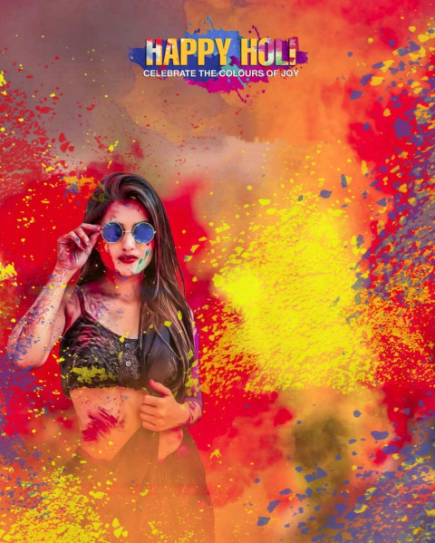 Happy Holi CB Picsart Background With Girl Editing