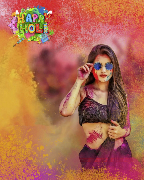Happy Holi CB Picsart Background With Girl Editing New