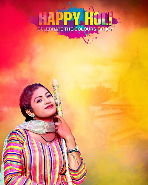 Happy Holi Colorful CB Background with Girl Full HD