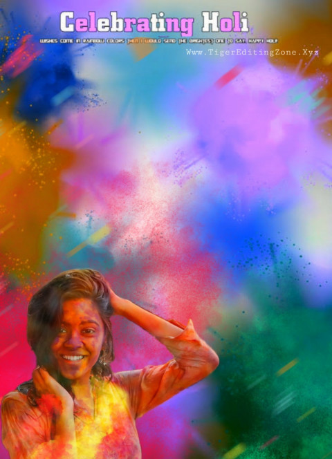Happy Holi Editing Background With Girl For Picsart & Photoshop